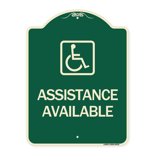 Signmission Assistance Available with HandicapHeavy-Gauge Aluminum Architectural Sign, 24" x 18", G-1824-24332 A-DES-G-1824-24332 - main